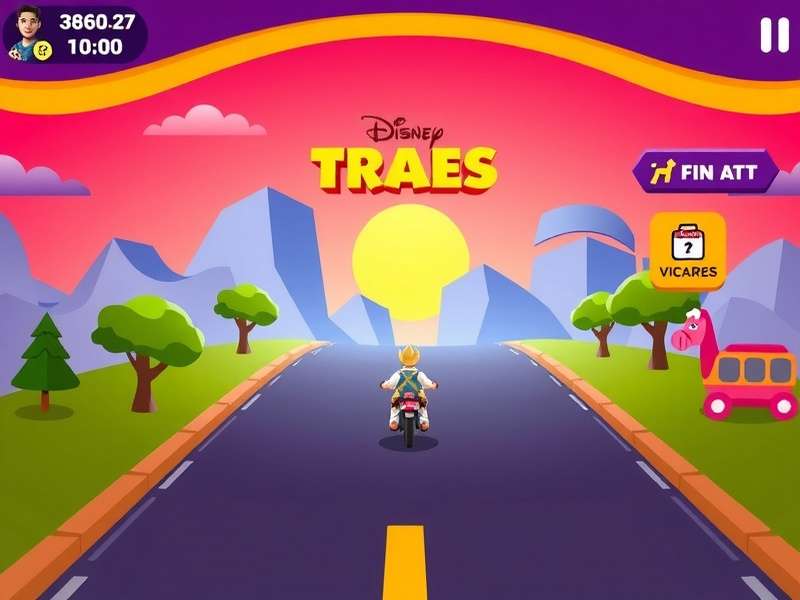 Disney Crossy Road game app screenshot showing Mickey Mouse crossing a busy road