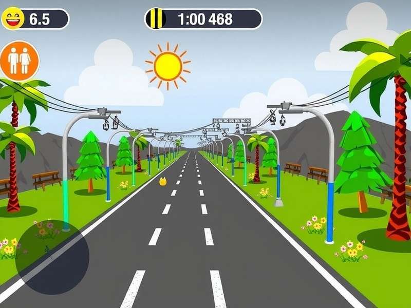 Gamer enjoying Crossy Road on a large monitor