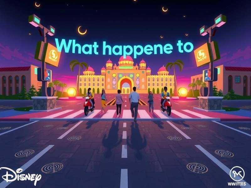 Disney Crossy Road gameplay screenshot showing Mickey Mouse crossing a busy road