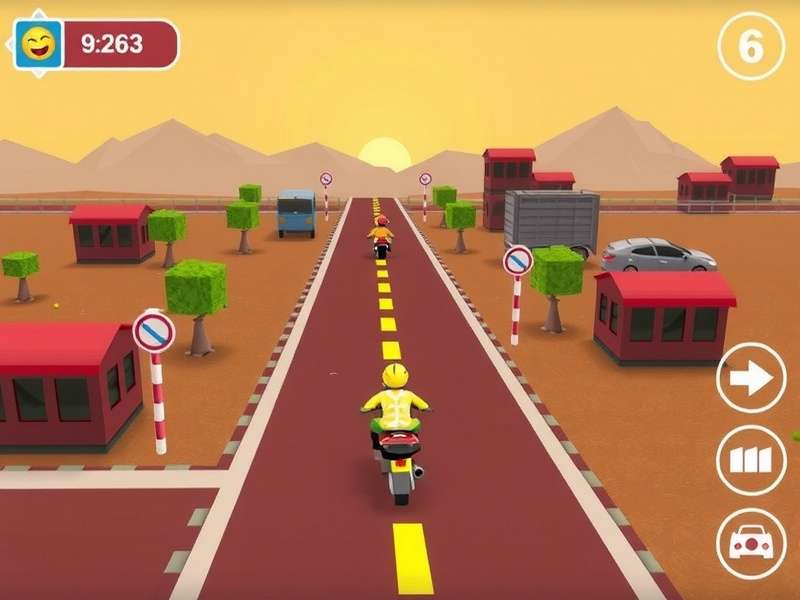 Colorful pixel art game characters crossing a busy road