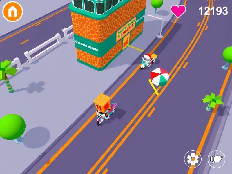 Crossy Road Gameplay Screen showing character crossing road with traffic