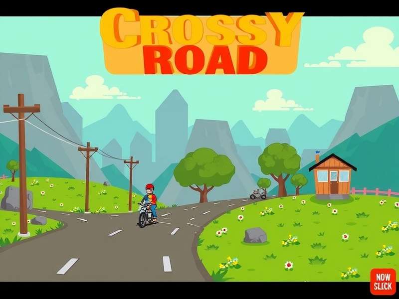Crossy Road PC gameplay screenshot showing chicken crossing road