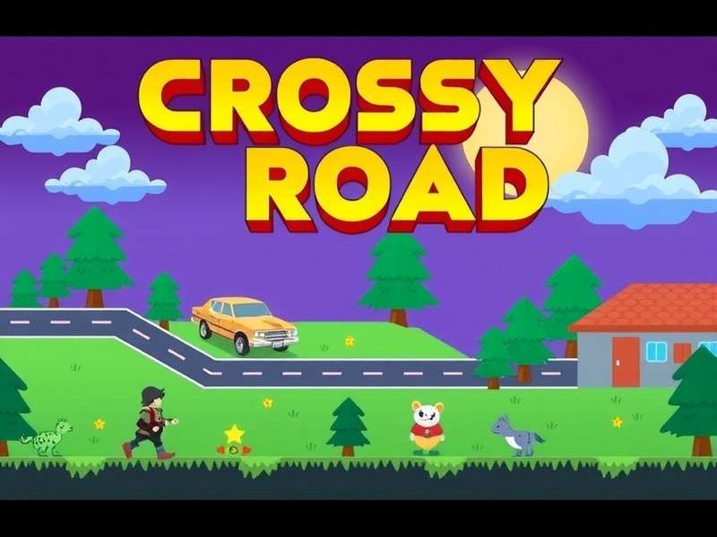 Crossy Road gameplay screenshot showing a chicken crossing a busy road