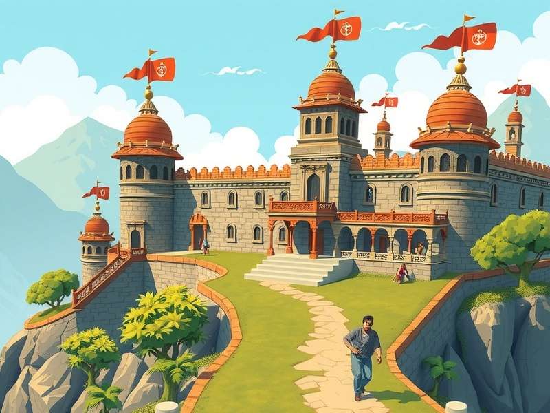 Dynamic gameplay screenshot of Crossy Road Castle showing multiple characters on moving platforms