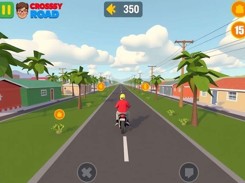 Four-player split-screen Crossy Road multiplayer gameplay showing different characters on roads and rivers