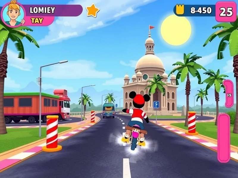 Disney Crossy Road gameplay screenshot showing multiple characters