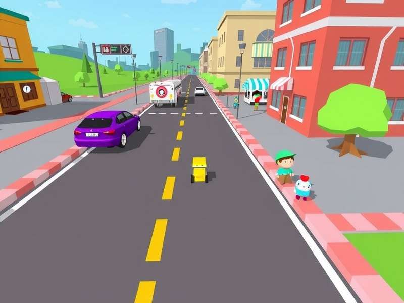 Poki Crossy Road gameplay screenshot showing characters crossing roads and rivers