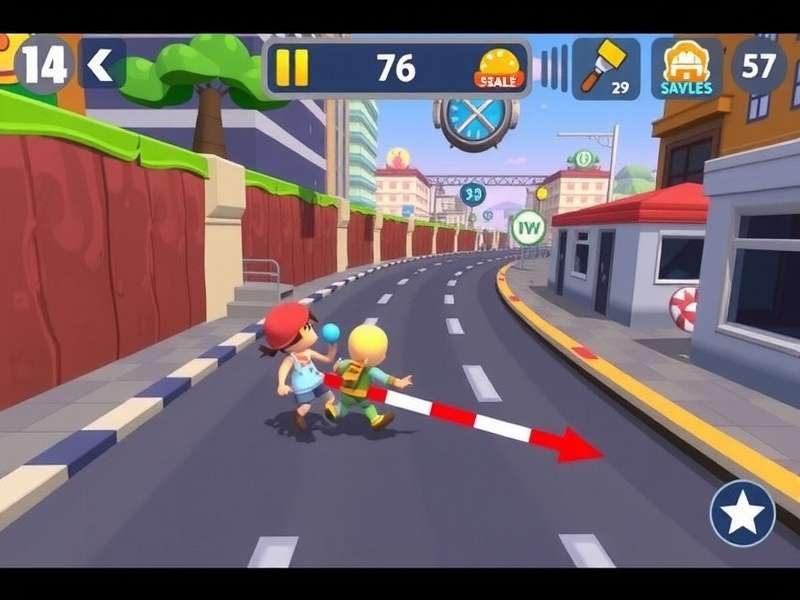 Subway Surfers and Crossy Road gameplay fusion showing character crossing tracks