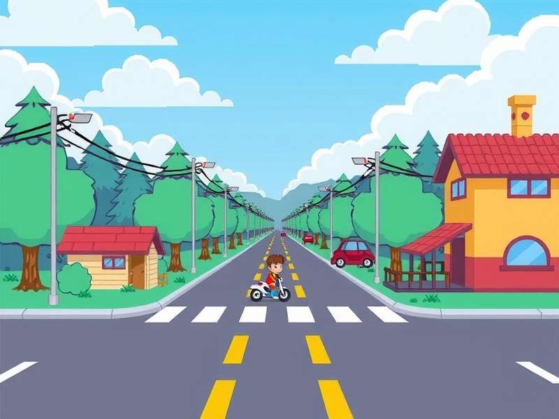 Crossy Road game scene with chicken crossing road and traffic