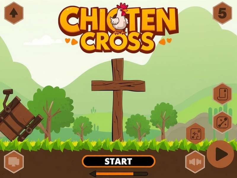 Crossy Road Chicken character mid-jump across busy road