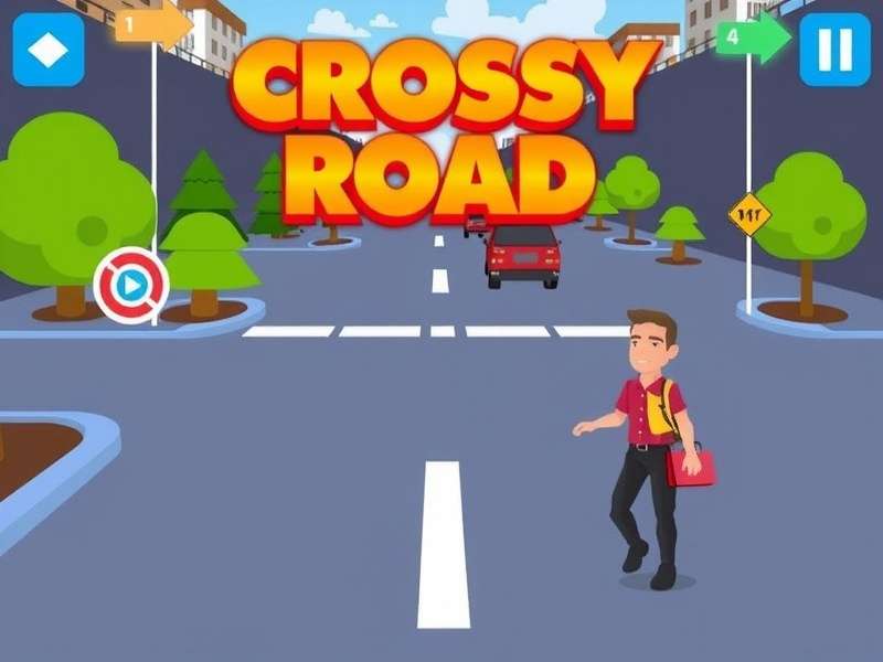 Screenshot of Crossy Road Game showing chicken crossing road with cars and logs