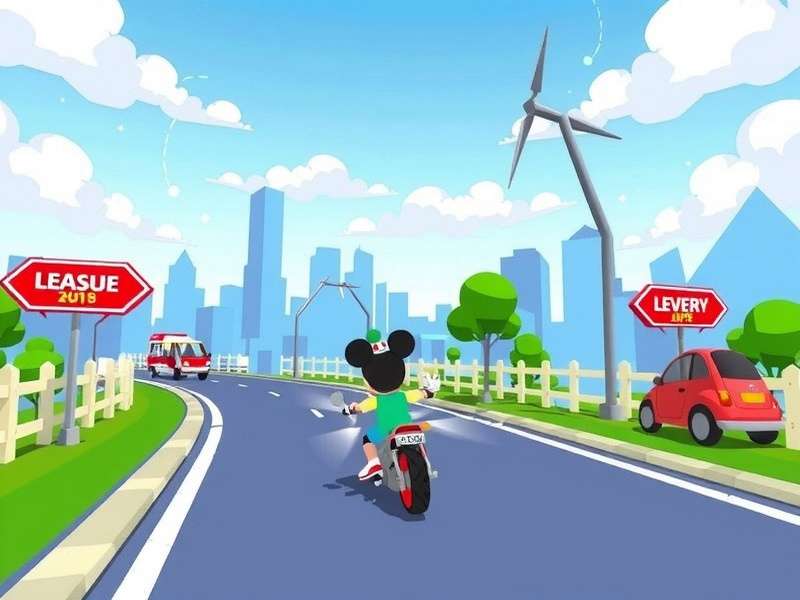 Disney Crossy Road Gameplay screenshot showing multiple characters on a road and river