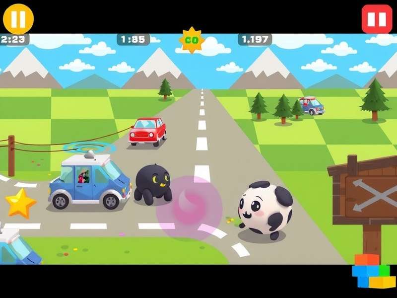 Strategic diagram showing safe crossing paths on road and river