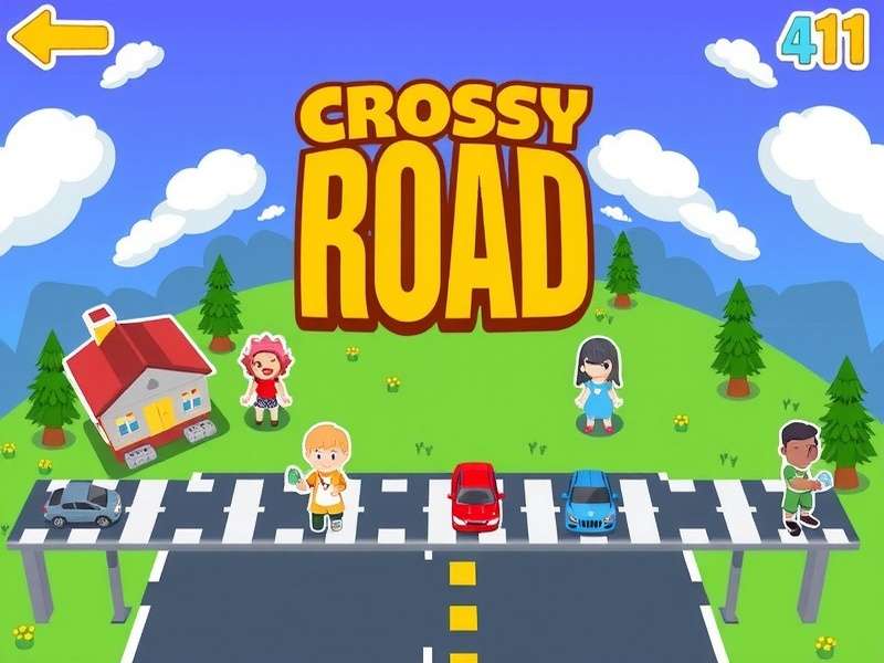Crossy Road Game screenshot showing chicken crossing road