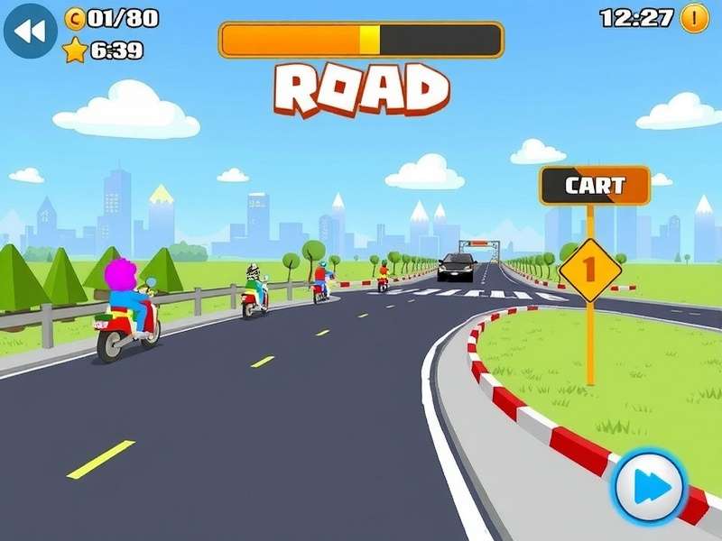 Colorful abstract road and blocks representing Crossy Road gameplay