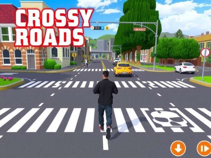 Colorful pixel art landscape representing Crossy Road game