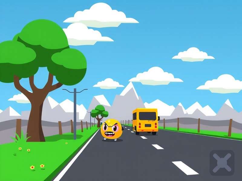 Colorful abstract representation of Crossy Road 2 game world with roads, rivers, and obstacles.