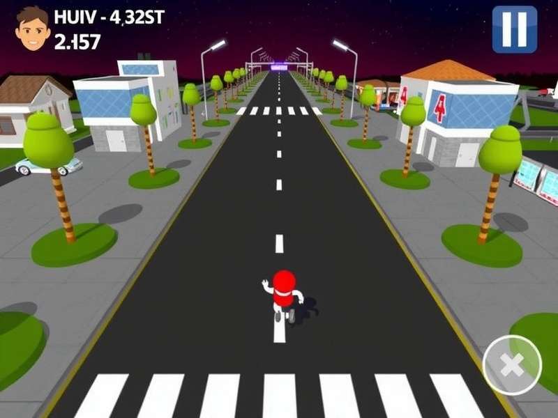 Crossy Road Speedrunner in action crossing busy road with perfect timing