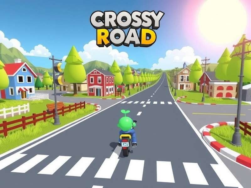 Crossy Road Game gameplay screenshot showing chicken crossing road