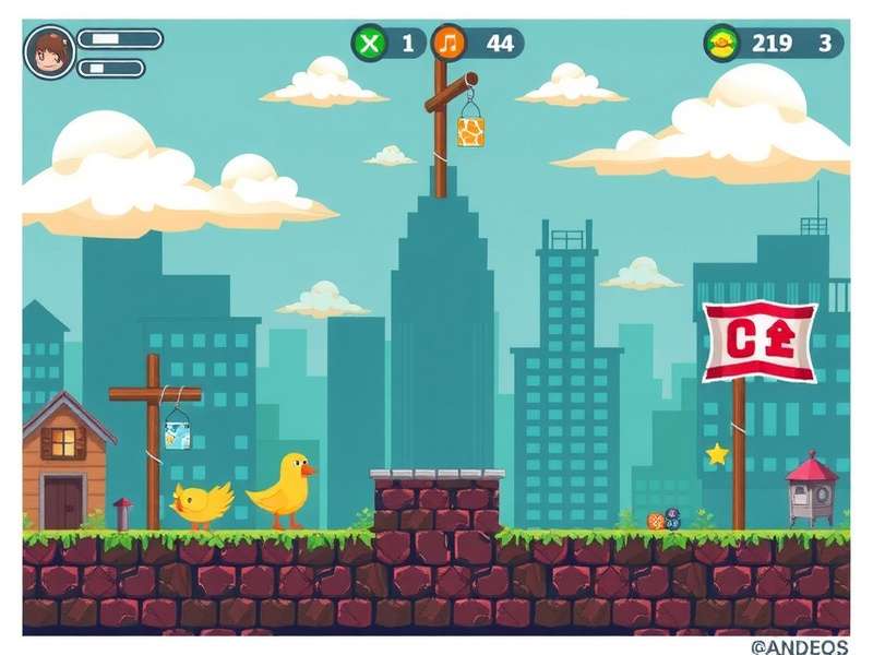 Crossy Road gameplay screenshot showing chicken crossing roads, rivers, and trains