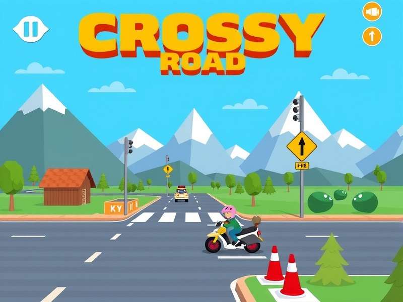 Crossy Road Gameplay Screenshot showing chicken crossing road