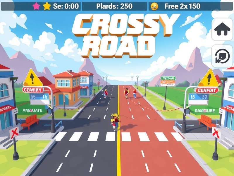 Crossy Road Original Gameplay Screenshot showing chicken crossing road with traffic