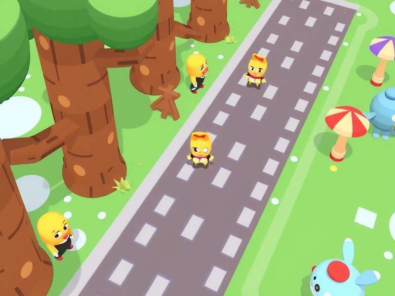 Crossy Road Sprunki character art crossing a busy road