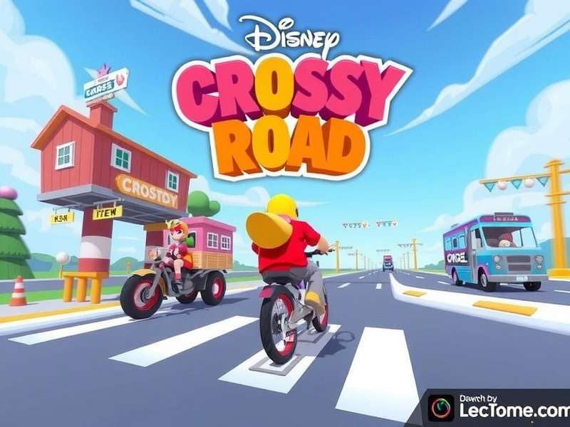 Screenshot showing Mickey Mouse and other Disney characters playing Crossy Road