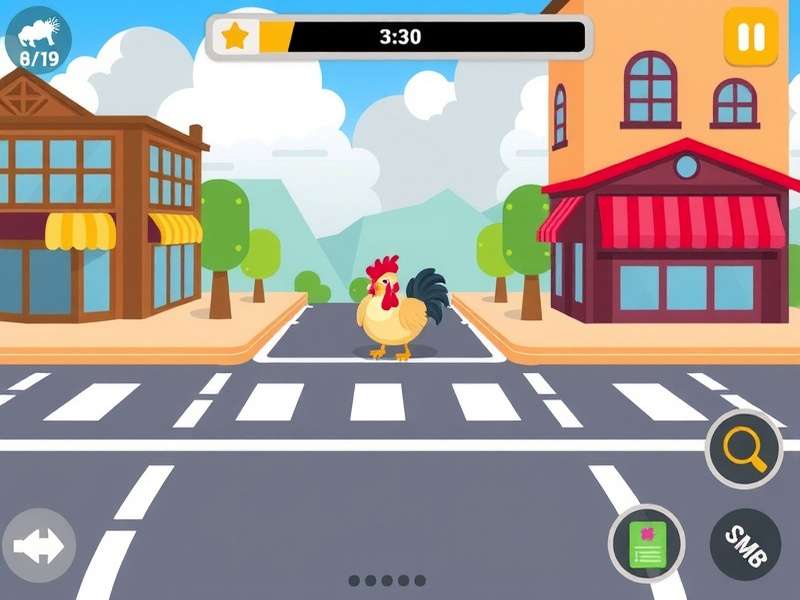 Chicken character navigating roads and rivers in Crossy Road Game