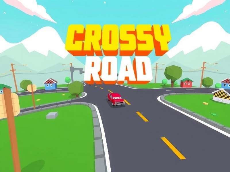 Crossy Road game running on Windows 11 laptop with colorful pixel art graphics