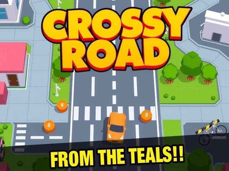Crossy Road Games Free gameplay showing a chicken crossing pixel-art roads and rivers
