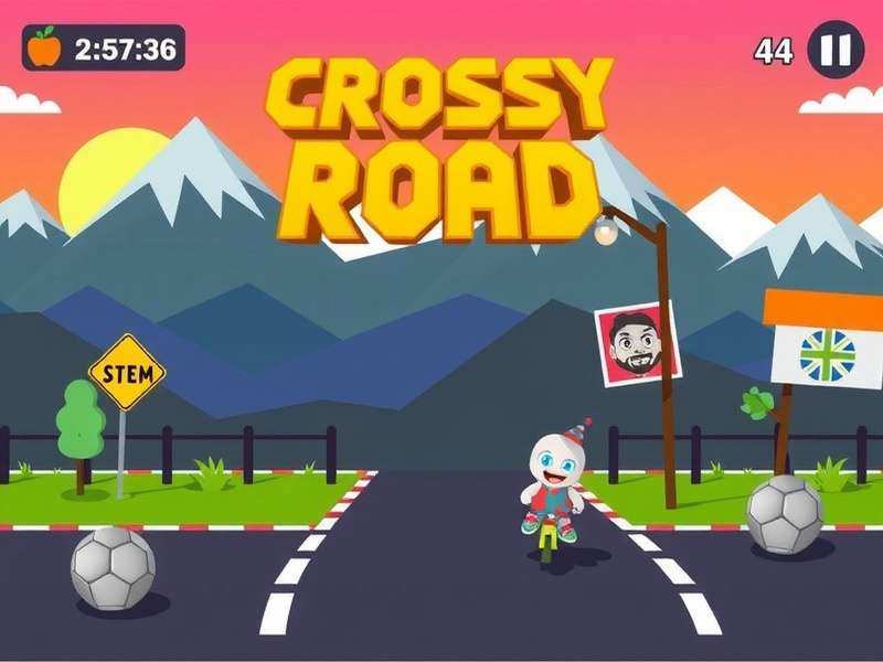 Crossy Road gameplay screenshot showing chicken character hopping across busy roads in the Indian version