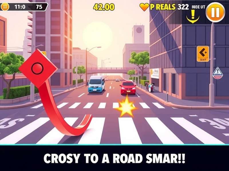 Crossy Road Game For Computer – Chicken hopping on a busy highway with pixel art style