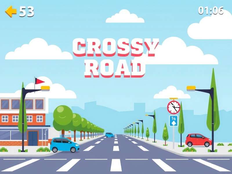Crossy Road Poki gameplay screenshot showing a chicken hopping across roads with pixel-art style.